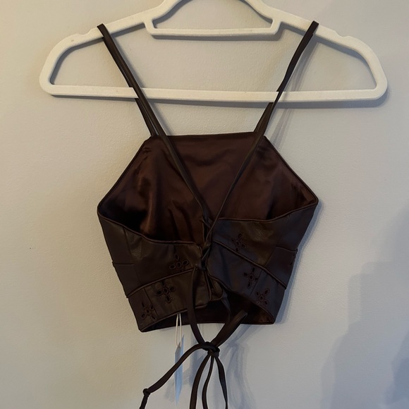 Brown leather crop top - Picture 4 of 5